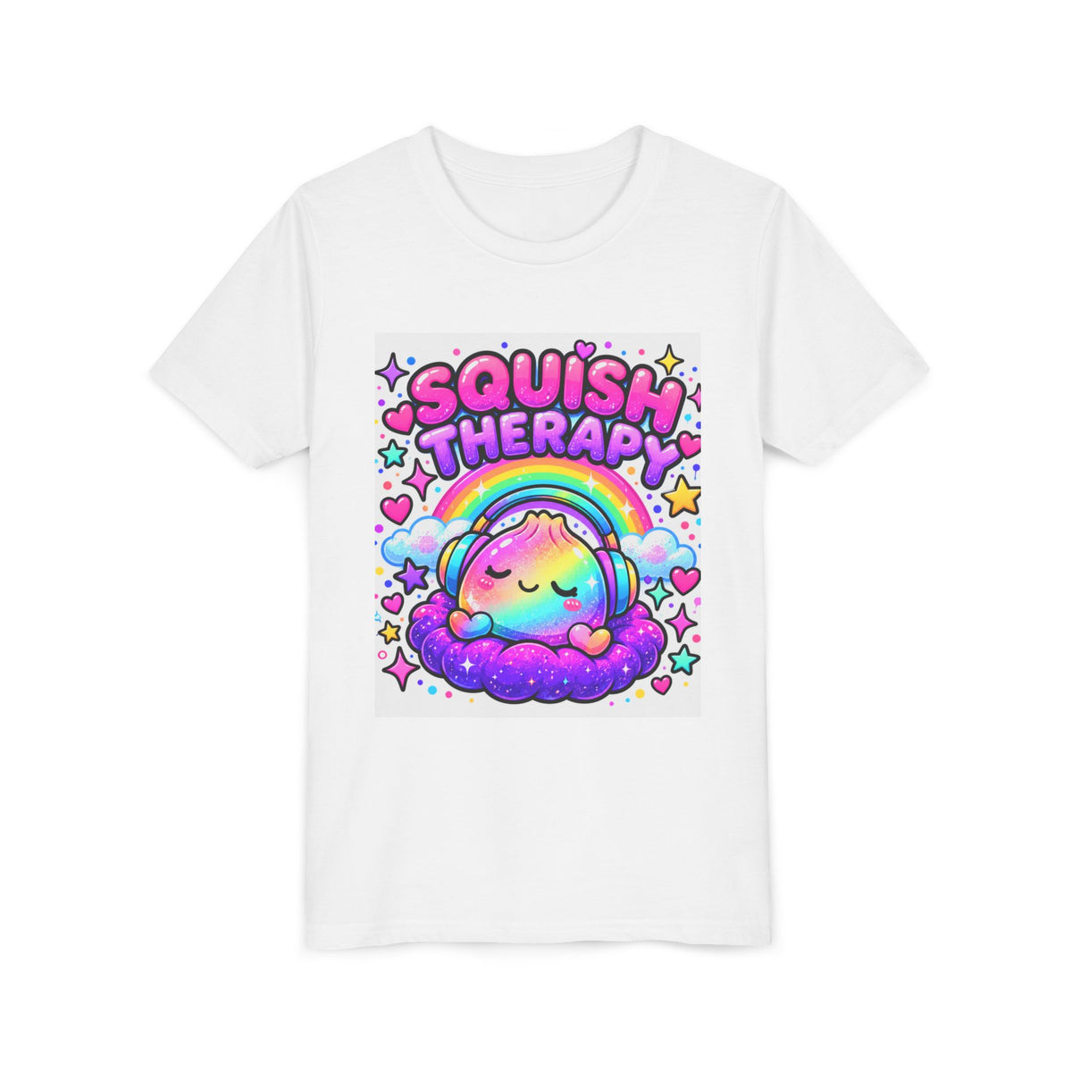 Squish Therapy Kids Graphic Tee | Cute Rainbow Kawaii T-Shirt.