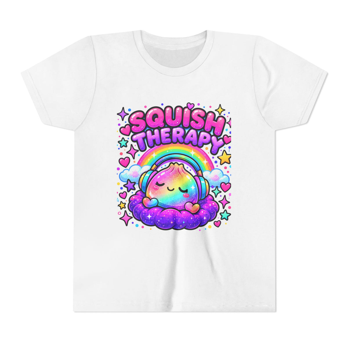 Squish Therapy Kids Graphic Tee | Cute Rainbow Kawaii T-Shirt.