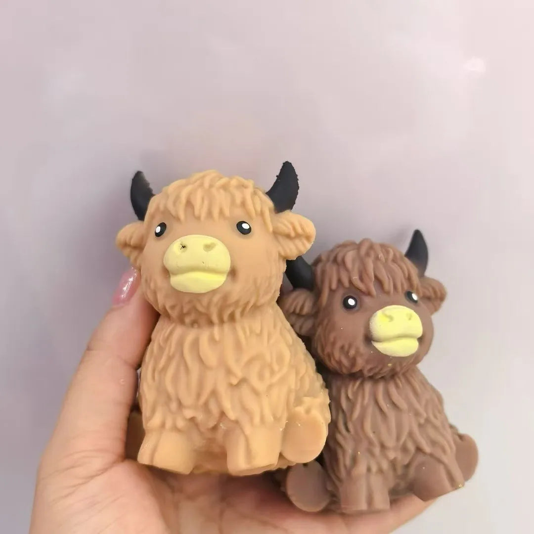 NeeDoH Scottish Highland Cow Squishy Slow Rebound Anxiety Relief Fidget Toy Squishy Toys Juegos Para Niños,Cheese Squishy